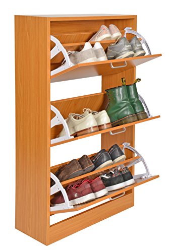 ts-ideen Schuhschrank Schuhaufbewahrung Regal Schuhkipper Holz-Farben Flur Diele Standregal Schuhregal 3 Fächer 104 x 60 cm - 5