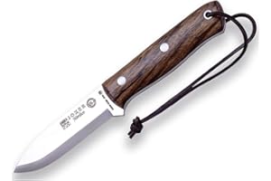Joker Cuchillo de Caza Deportivo Nórdico CN115, Funda Piel marrón, Hoja de 10 cm, Mango de Madera de Nogal, Herramienta de Pesca, Caza, Camping y Senderismo