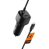 Spigen 47W USB-C 2 Port Ara&ccedil; i&ccedil;i Hızlı Şarj Aleti + Lightning Şarj Kablosu G&uuml;&ccedil; Adapt&ouml;r&uuml; &Ccedil;akmaklık iPhone & iPad Type-C - ACP0