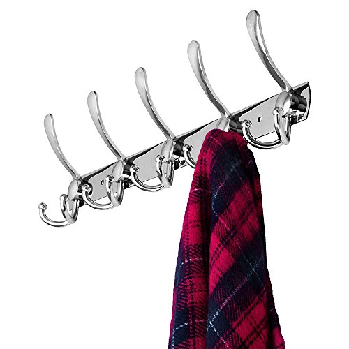 Hakenleiste Kleiderhaken Edelstahl Rostfrei Wandgaderobe Handtuchhaken Wandhaken Bademantelhaken Mantelhaken Bad Haken Handtuchhalter Gebürstet ca. 30kg Belastbar 5 Doppelhaken - 4