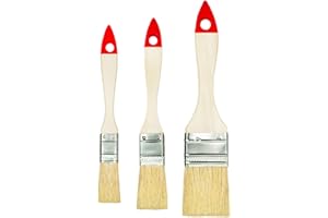 HARDY WORKING TOOLS M7 Juego de 3 Cepillos Planos 1,5", 2X 1 Serie 01 para Trabajos de Pintura de Renovación con el Uso de Pinturas y Barnices Cobertura Uniforme Cerdas Naturales