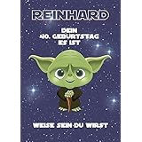 Geburtstagsgeschenk für Mann oder Frau - Motiv: Yoda (Star Wars) | Personalisiertes Geschenk zum Geburtstag für Männer für jedes Lebensjahr (Bspw. Jahrgang 1967, 50 Jahre)