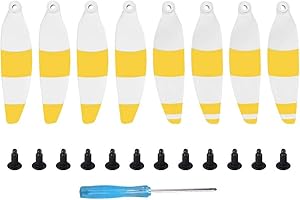 Hensych 4 Paires 4726F Pliable Faible Bruit Vol Tranquille Hélice Remplacement pour Mavic Mini Drone, Double Face Rayures colorées Hélice Lames(Blanc Jaune)