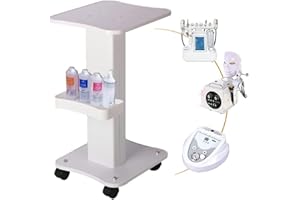 ybaymy Salon Trolley Cart on Wheels, 2 Tiers Rolling Beauty Spa Service Cart for Esthetician, Steel Mobile Beauty Medical Instrument