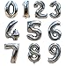 Produktbild Tayar Ballon Zahl 0 bis 9 in Gold oder Silber - XXL Riesenzahl 100cm - für Geburtstag Jubiläum & Co - Party Geschenk Dekoration Folienballon Luftballon Happy Birthday (0-Silber)