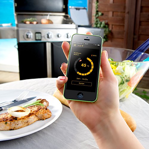 Rosenstein & Söhne Grillthermometer, Bluetooth, App für Android/iOS, 1 Temperatur-Fühler - 7