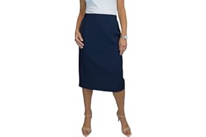Paulo Due Lined Pencil Skirt for Women UK Smart Ladies Below Knee Elasticated Waist Skirt Office Evening