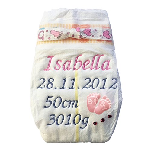 Windel bestickt im Rahmen für Mädchen mit Babyfüßchen 2 (Rosa) - 2