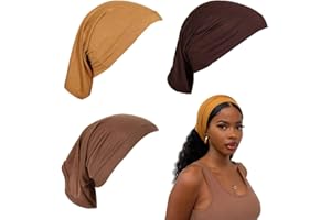 DSOAR 3 Pack Tube Bonnet Elastic Unisex Dreadlock Tube Sock Solid Color Hijab Caps Hip-Hop Braids Headwrap Cover Turban Hat