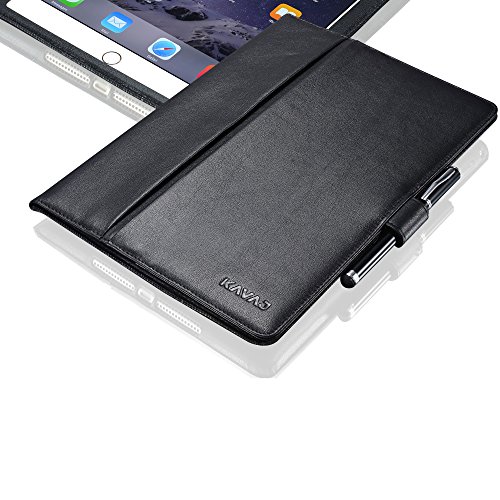 KAVAJ Ledertasche Case Hülle „London“ Für Das Apple IPad Air 2 Schwarz Aus Echtem Leder Mit Standfunktion Inkl. Eingabestift. Dünnes Smart Cover Als Edles Zubehör Für Das Original IPad Air 2 - 7
