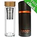 InstaCuppa Green Tea / Detox Infuser Bottle, 2 in 1 Stainless Steel Infusion Unit, Anti-Sweat & Thermos Sleeve & Bamboo Lid, Heat Resistant Borosilicate (Double Walled) Glass +125 Detox Water Recipes eBook RS.1499.00