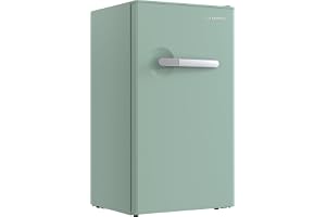 La Modano Compact 90L Gross Capacity Single Door Refrigerator with Mechanical Control, Defrost Function, R600a Refrigerant, Inner Light, 2 Glass Shelves, 6 Bottle Racks, and Handle – Energy Efficient