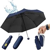 UHETLET Mini Paraguas Plegable con Protecci&oacute;n UV 50+ y Antiviento, Paragua Plegable Peque&ntilde;o con 8 Varillas, Unisex Paraguas C