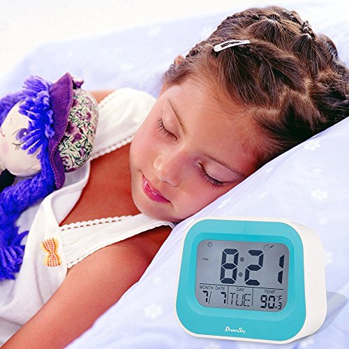 DreamSky Digitalwecker mit Naturklängen, Kinderwecker mit einstellbarer Schlummerzeit, Hintergrundbeleuchtung und AC Stecker, Blau - 7