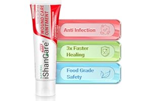 iShanCare® Wound Care Ointment - First Aid Ointment, 3X Faster Healing for Burns, Ulcers, Cuts, Abrasions, Bed sores, Pressure sores, Leg and Foot Wounds, Natural Wound Healing Ointment