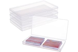 BENECREAT 4 Packungen 20x11x2.3cm Rechteck Große durchsichtige Kunststoffboxen mit Doppelschnallen für Karten, Sicherheitsnadeln, Perlen und andere Bastelbedarfsartikel