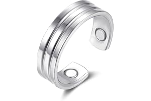 Glintara magnetisk ring för kvinnor – ny öppen justerbar ångestring med stark magnetisk kraft, silver vitalring för att gå ne