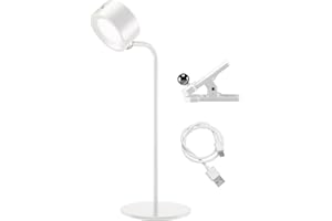 BEPER P201UTP302 Lampada da Lettura Senza Fili 3 Applicazioni Lampada da Tavolo Lampada da Parete Lampada con Clip 2.3W Cavo USB Ricaricabile Tipo C, 3 Tonalità di Luce, Bianco
