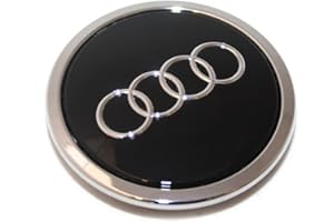 Audi Cabochon d'enjoliveur d'origine, Tuning, pour Jantes en Aluminium, Noir Brillant