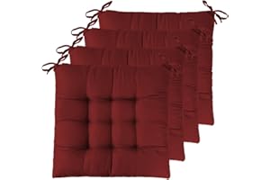 GREATOOL 4 X Cojines para Sillas de Exterior e Interior Reversibles 40 x 40 x 5cm, Cojines de Silla Asiento Tumbonas Patio Terraza Exterior Acolchado Almohadilla (Pack 4, Rojo Vino)