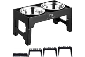 Marchul Raised Dog Bowls for Medium Large Dogs, Elevated Dog Bowls with 2*1200ML Stainless Steel Dogs Food Water Bowls, Dog Feeding Station with 4 Height Adjustable Dog Bowl Stand (9cm/23cm/27cm/31cm)
