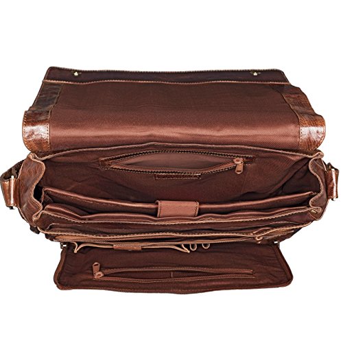 STILORD Businesstasche mit Laptopfach 15,6 Zoll Umhängetasche Herren Damen Aktentasche Unitasche Bürotasche Schultertasche Antik Leder braun - 3
