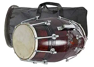 GT manufacturers Wooden Musical Instrument Dholak Drum Nuts & Bolt With Bag Design1 (Brown)