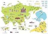 vinilo mapa del mundo con nombres Es facil de aplicar, despegar y pegar, o con una pelicula de transferencia