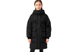 KODMNSW Wintermantel Mädchen Lang Wärme Winterjacke Daunenmantel mit Kapuze Verdickte Kinder Jacke Puffer Mantel Outdoor Mantel Einfarbig Kinderjacke Pufferjacke Winter Coat 5-15 Jahre