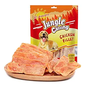 Jungle?Calling Dog Treats, Chicken Breast Chips, Chewy Chicken Sticks, Healthy Skin and Shiny Coat,300g