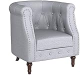 Vintage-Look: Gesteppter Armsessel im englischem Chesterfield-Design - Dekorativer Nietenbesatz
