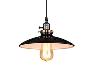 Lightess E27 lampa wisząca w stylu retro, industrialnym, metalowa, czarna, lampa wisząca, lampa przemysłowa, abażur do jadalni, jadalni, korytarza, restauracji, salonu, kawiarni.