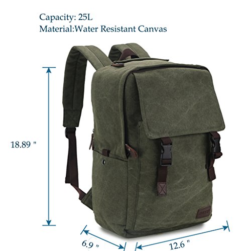 Rucksack m  nner Canvas Rucksack Vintage Wasserabweisend notebook rucksack Retro Backpack mit viel Stauraum 15 6 Zoll Laptop Tasche Armeegr  n RAVUO