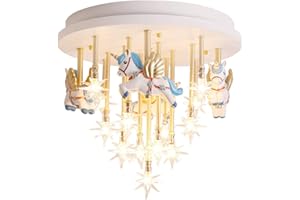 ZHENTHE Plafoniera a LED,Lampada da soffitto della scuola materna Cartone animato Unicorno Creativo Camera dei bambini Lampadari Dimmerabile Decor Illuminazione Proteggi occhi Luci Ragazza moderna S