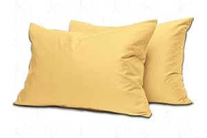 MistyMorning Pillow Cases 2 Pack Soft & Premium Quality Bedding & Linen, Egyptian Cotton 200 Thread Count, Breathable & Envelope Closure in Standard Size (50x75+15 cm) (Ochre/Yellow, Pack of 2)
