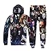 Produktbild ZHRUI Herren Print ziehen mit Kapuze Fleece Trainingsanzug 3D Digital Print Pullover Sweatshirt Set (Farbe : Skull Head, Größe : S)
