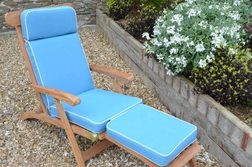 Luxury Garden Steamer Chair Cushion with Premium Filling and Fabric - Cushion Only - Light Blue