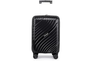 Fly Kite Luggage 18 Inch Cabin Suitcase 100% Polypropylene Hard Shell with Aluminium Trolley Handle, Real TSA Secure Lock 3 Digit 360° Smooth Detachable Wheels Lightweight Suitcase|Black