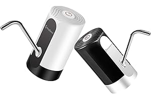 EASY SPEED 2 x Dispenser di acqua fredda con 2 adattatori, rubinetto pompa elettrica e automatica, dosatore per caraffa, bottiglia e bidone, 1200 mha USB 5 8 10 12 13 20 litri (bianco e nero)…