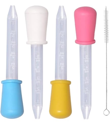 8 Pipettes Plastique 5ml Graduées - Enfants/Cuisine/DIY - Avec Brosse De Nettoyage