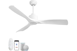 OFANTOP 132cm Zeitgemäß Deckenventilator mit Led Beleuchtung und Fernbedienung, Mattes Weiß Leise DC Motor, High CFM Deckenventilator, 6 Geschwindigkeiten