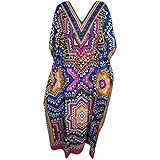 Indiatrendzs Women Kimono Kaftan Nightdress Printed Light Viscose Sleepwear Long Maxi Nighty
