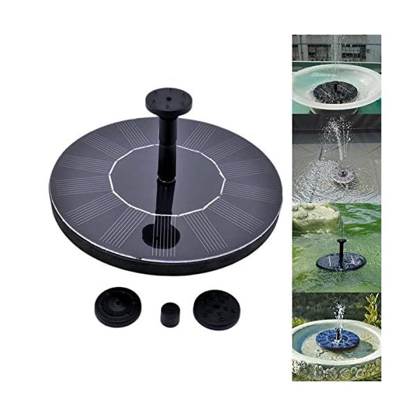 Yardwe Pompa Fontana Solare 7V 1.4W Solare Pompa laghetto da Giardino Pompa Acqua Pompe per Fontane da Giardino per…