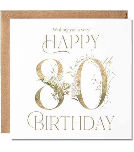 Nigel Quiney Biglietto di auguri per 80° compleanno da donna, età 80 anni, acquerello, fiori e api in rilievo con dettagli in alluminio, ecologico e riciclabile