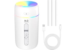 KARFUN Luftbefeuchter Auto, Luftbefeuchter Schlafzimmer, Desktop Leiser Mini Luftbefeuchter mit 7 Farben Licht, Automatische Abschaltung, Büro, Schlafzimmer, Auto, 250ml (Hellrosa)