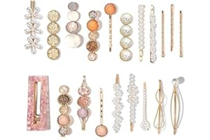 Mehayi, 20 fermagli per capelli in resina acrilica e perle, forcine per capelli in coccodrillo marmo, forcine con cristalli glitterati, accessori per capelli dorati, regalo per donne e ragazze