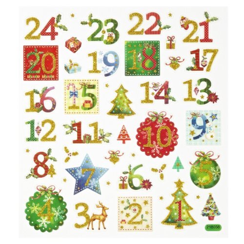 HOBBY-Design Sticker Adventszahlen 1 - 24, Bogen 15 x 16,5 cm
