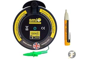 SMJ + ELECTECH SMJ-50MTL Reel Pro 50m R2 Earth Wander Test Lead + Voltage (50v-1000v) Detector Voltstick - colours may vary.