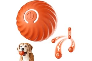 Fangehong Palla Interattiva per Cani, Giocattolo Automatico per Cani, Ricaricabile Tramite USB, Palla Rotante Automatica Resistente per Cuccioli, Piccoli e Medi (Arancione)