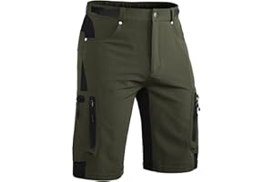 Hiauspor Kurze Hosen Herren, Leichte Wanderhose Atmungsaktiv Schnelltrocknen Cargo Bermuda Shorts Elastische Radlerhose MTB Fahrradhose Outdoorhose Sport Radhose Sommer mit 6 Taschen